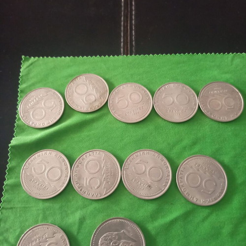 50 Drachma Coins 11 Pieces Like New 1980-1984