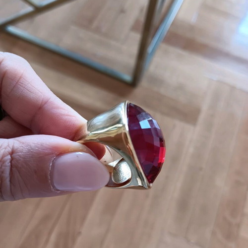 Jewelry set shiny ring size 9 and red wine color earrings new