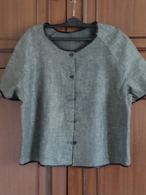 Γυναικεία μπλούζα σαν καινούργια από καθαρό λινό, χρώμα γραφίτης, μέγεθος L