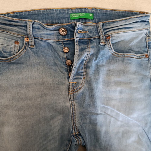 United Colors of Benetton men's pants used, blue denim and beige chino, size M