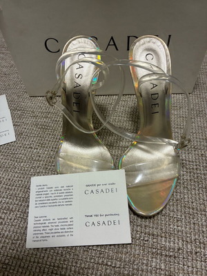 Casadei high heel sandals size 37.5 new, nude metallic