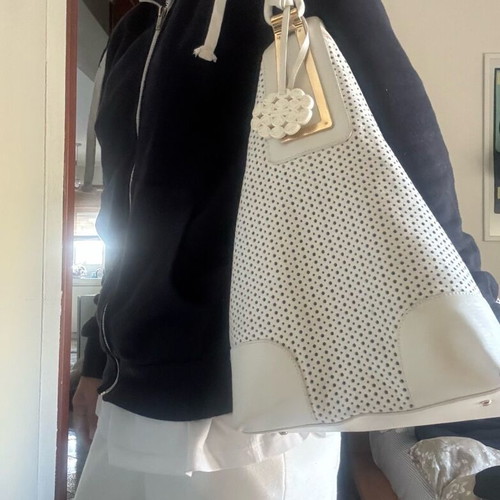 Emporio Armani leather shoulder bag used, white with large space
