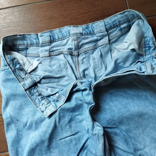 Bershka women's baggy jeans used, white and blue, waist 38 cm