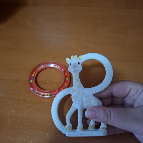 Sophie La Girafe Teething Set used with Rattle and Natural Rubber Teether
