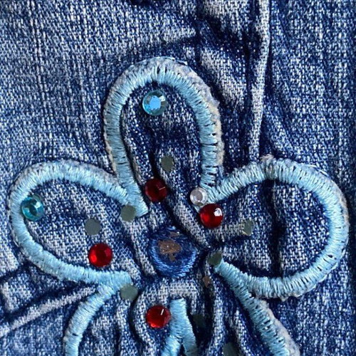 Terranova denim mini skirt with embroidery size S like new