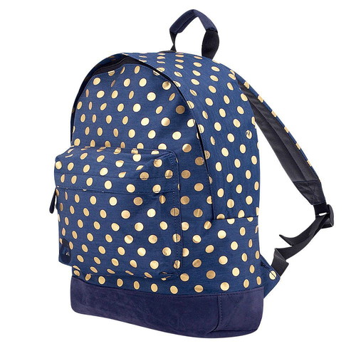 Mi Pac backpack new blue with gold polka dots