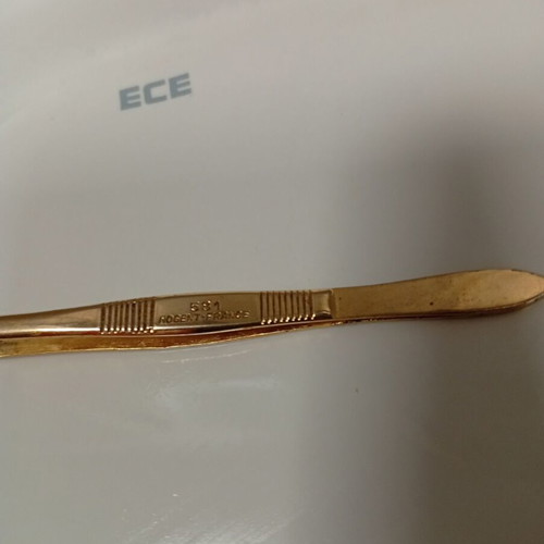 French vintage tweezers used, likely gold-plated from Nogent