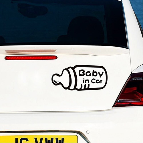 Baby in Car Sticker Black