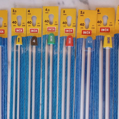 Inox knitting needles new, pack of 8 pieces