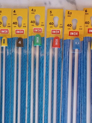 Βελόνες πλεξίματος INOX καινούργιες, πακέτο 8 τεμαχίων