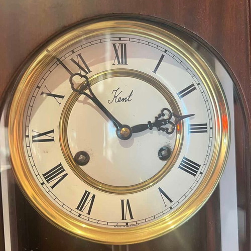 Wooden wall clock with pendulum used, 79x31x16 cm, analog