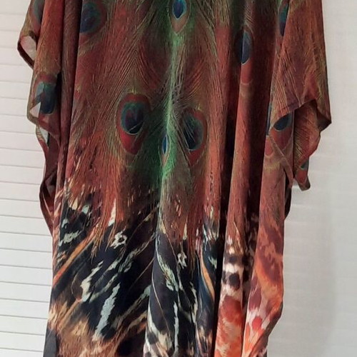 Rima Beachwear asymmetrical kaftan new, one size up to 3XL, brown and green