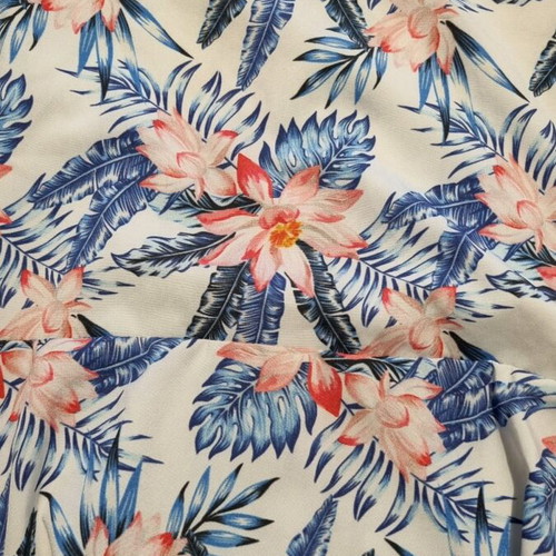 Floral top like new, cool fabric, volants on sleeves and hem, Doretta S