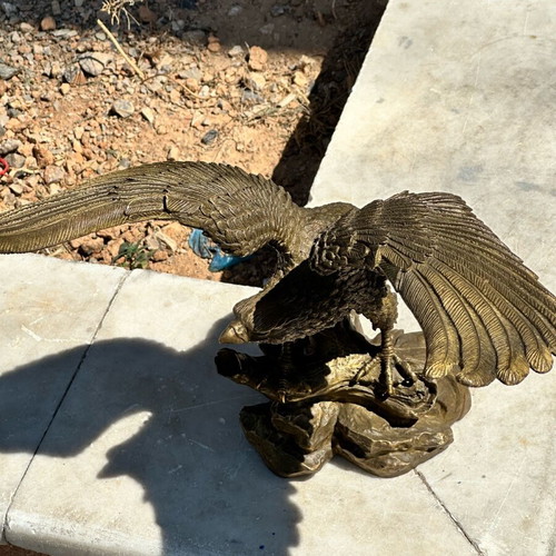 Brass eagle statue used with open wings