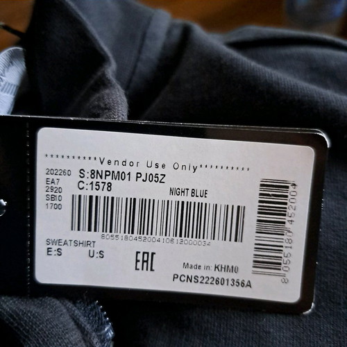 Emporio Armani men's sweatshirt new, black, size S