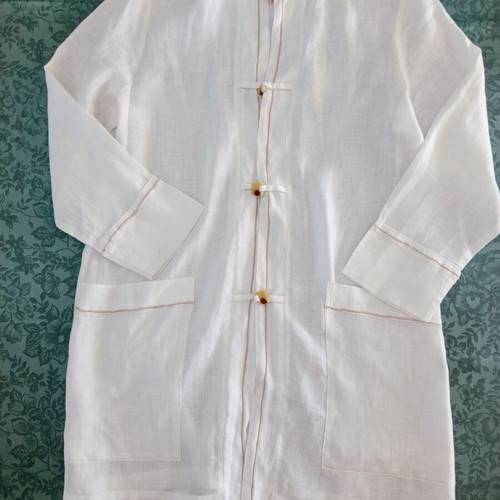 Raxevsky White Linen Shirt Tunic Size M Like New
