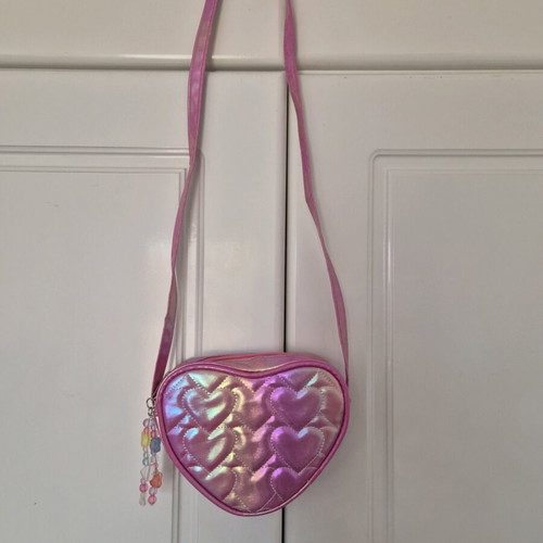 Children's heart-shaped iridescent pink crossbody bag like new