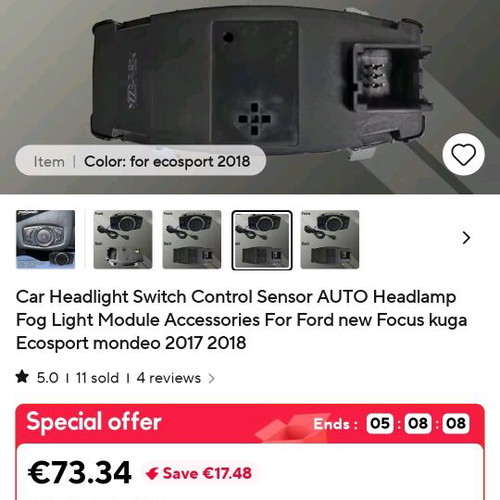 Ford EcoSport automatic light switch new with light sensor