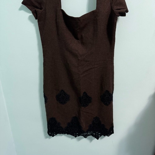 Manolo mini dress used, brown with lace details, size S