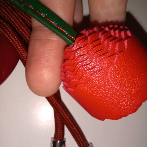 Eco-leather Cherry & Heart keychain with detachable elements