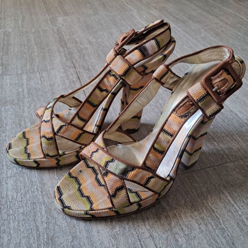 Missoni sandals used, colorful platform heels size 38.5