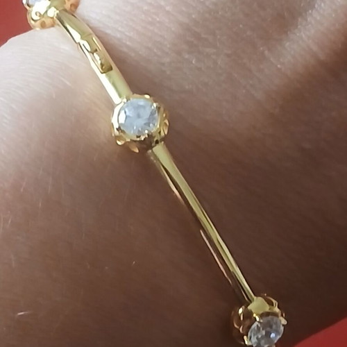Bracelet silver plated 925 with zirconia, 6 cm opening, like new