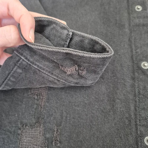Zara Man Distressed Denim Shirt Relaxed Fit Size S like new