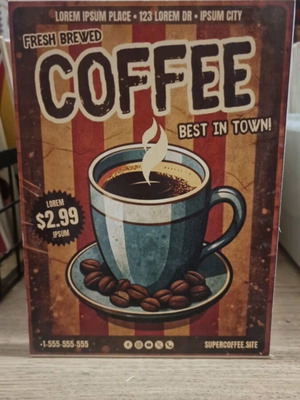 Wooden decorative coffee sign like new, 13×18cm