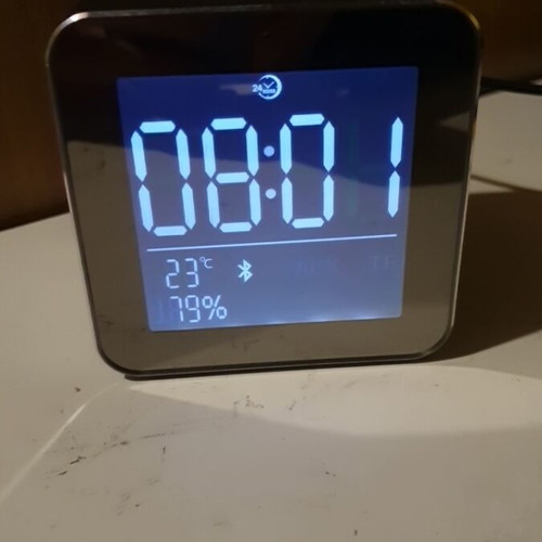 Bluetooth speaker with aux, mp3 player, clock and thermometer