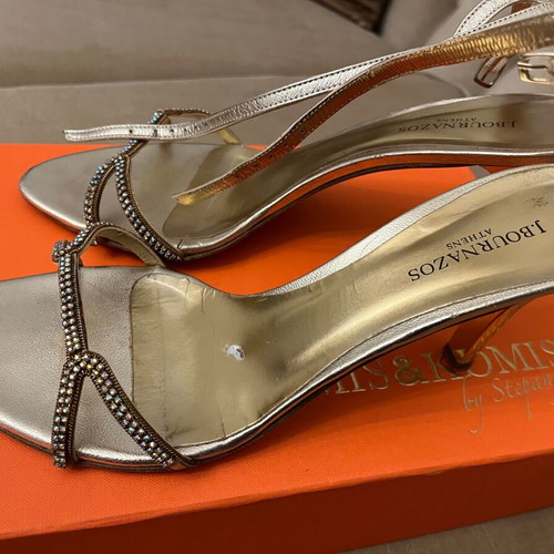 J. Bournazos Gold High Heels Sandals Size 40 Like New, 9 cm