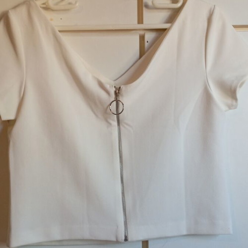 Zara crop top with zipper, like new, white, size L
