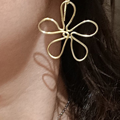 Flower earrings handmade, gold color, new