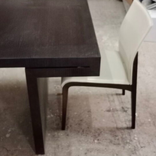 Potocco dining table for 6 people like new wenge with 6 white leather chairs