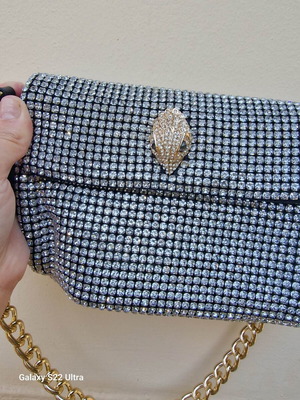 Kurt Geiger women's shoulder bag with chain and rhinestones, silver