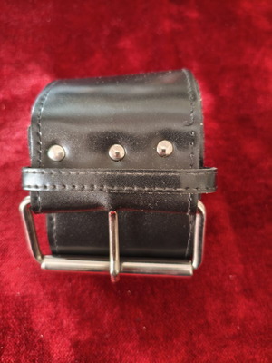 Jelo wide black belt used with metal studs and silver buckle