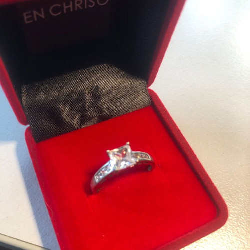 Engagement ring silver 925 with zircon, new