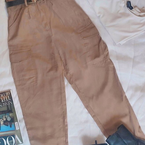 H&M Cargo Trousers Like New, High Waist, Beige Brown, Size 36
