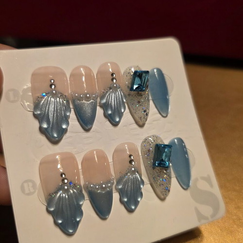 Luxury press on nails handmade double layered acrylic cat eye