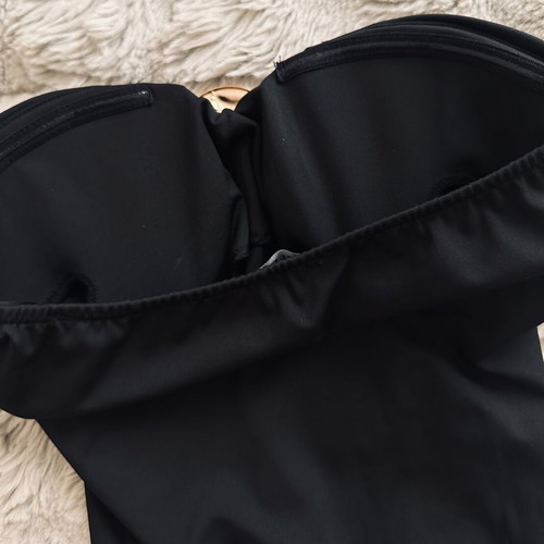 Stradivarius strapless top, black with gold detail