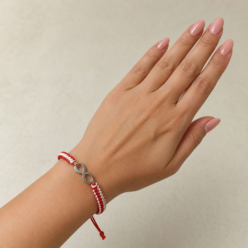 Macrame Martaki Bracelet with Infinity Motif from Steel, New