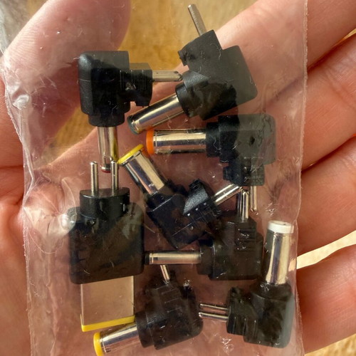 DC power adapters set like new, various sizes