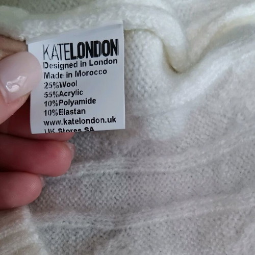 Kate London cardigan like new, white with cable knit and rhinestones