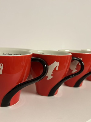 Set of 6 Red Double Espresso Cups with Saucers Porcelain Kahla New