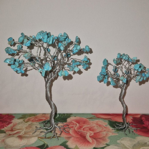 Turquoise decorative trees like new with semi-precious stones