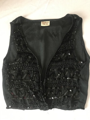 Black vintage vest with embroidery used