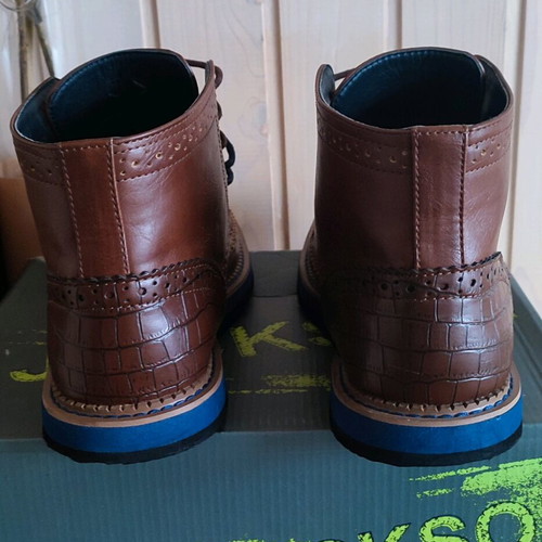 Brogue men's boots Jackson like new, brown and blue, size 44