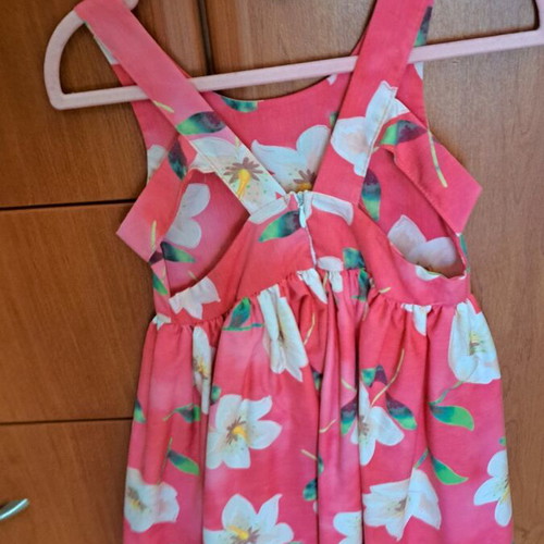 Sweet Baby dress 3 years like new, red floral with wow-back