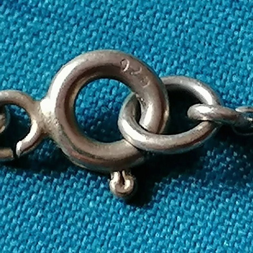 Silver bracelet with pearl and cross used, 925 silver