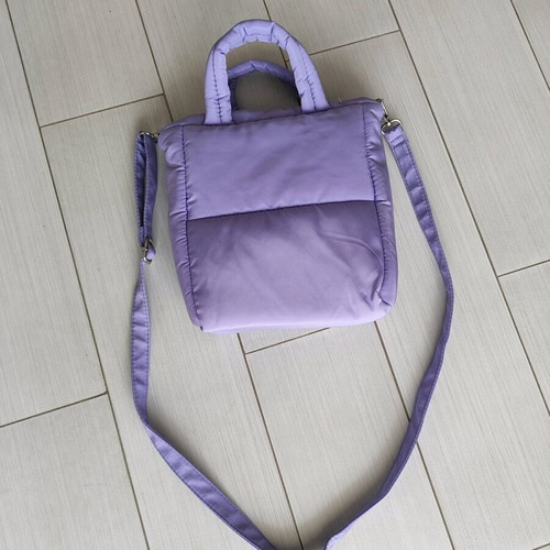 Stradivarius shoulder bag like new, purple, puffer jacket fabric