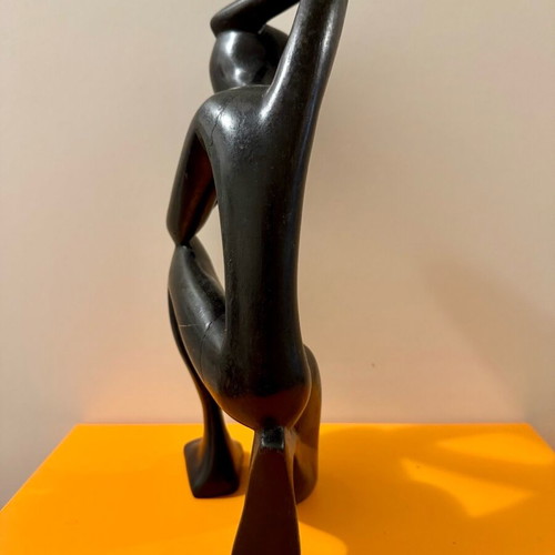 African figure of a thinking man used, solid wood